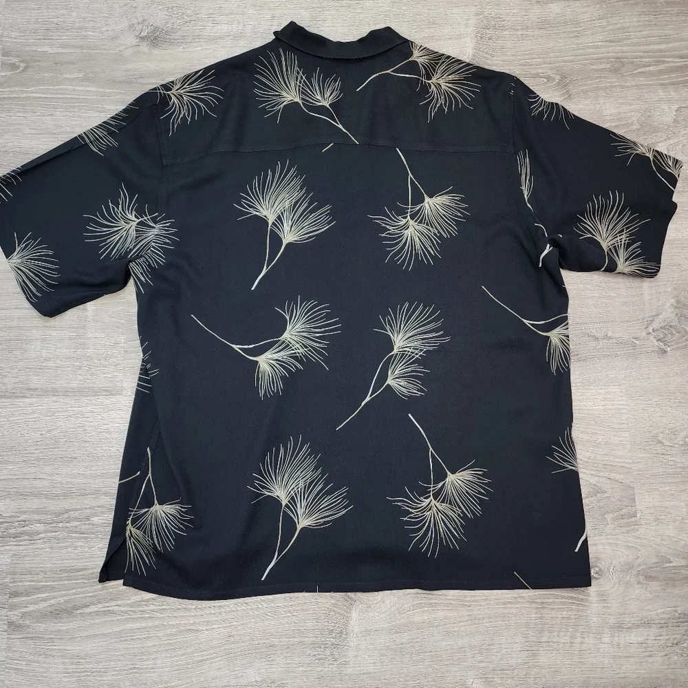 WFF 100% Silk Black Button Down Men's Short Sleeve Shirt XXL - Picture 5 of 7